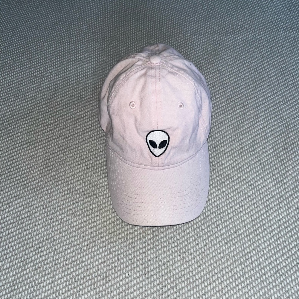 Brandy Melville John Galt Light Pink Alien Embroidered Hat Adjustable